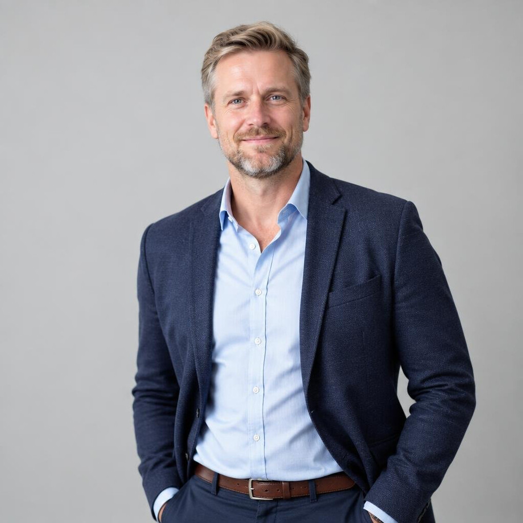 Portrait of a Scandinavian man in a business casual outfit