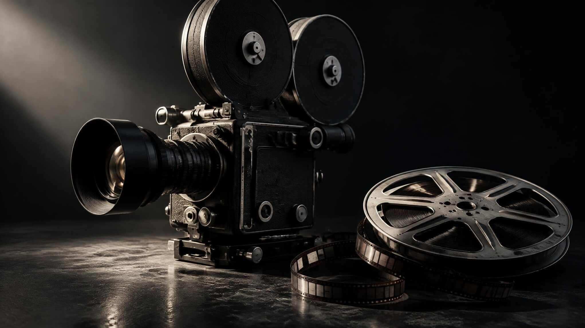 Vintage film camera and reel for camera setup training